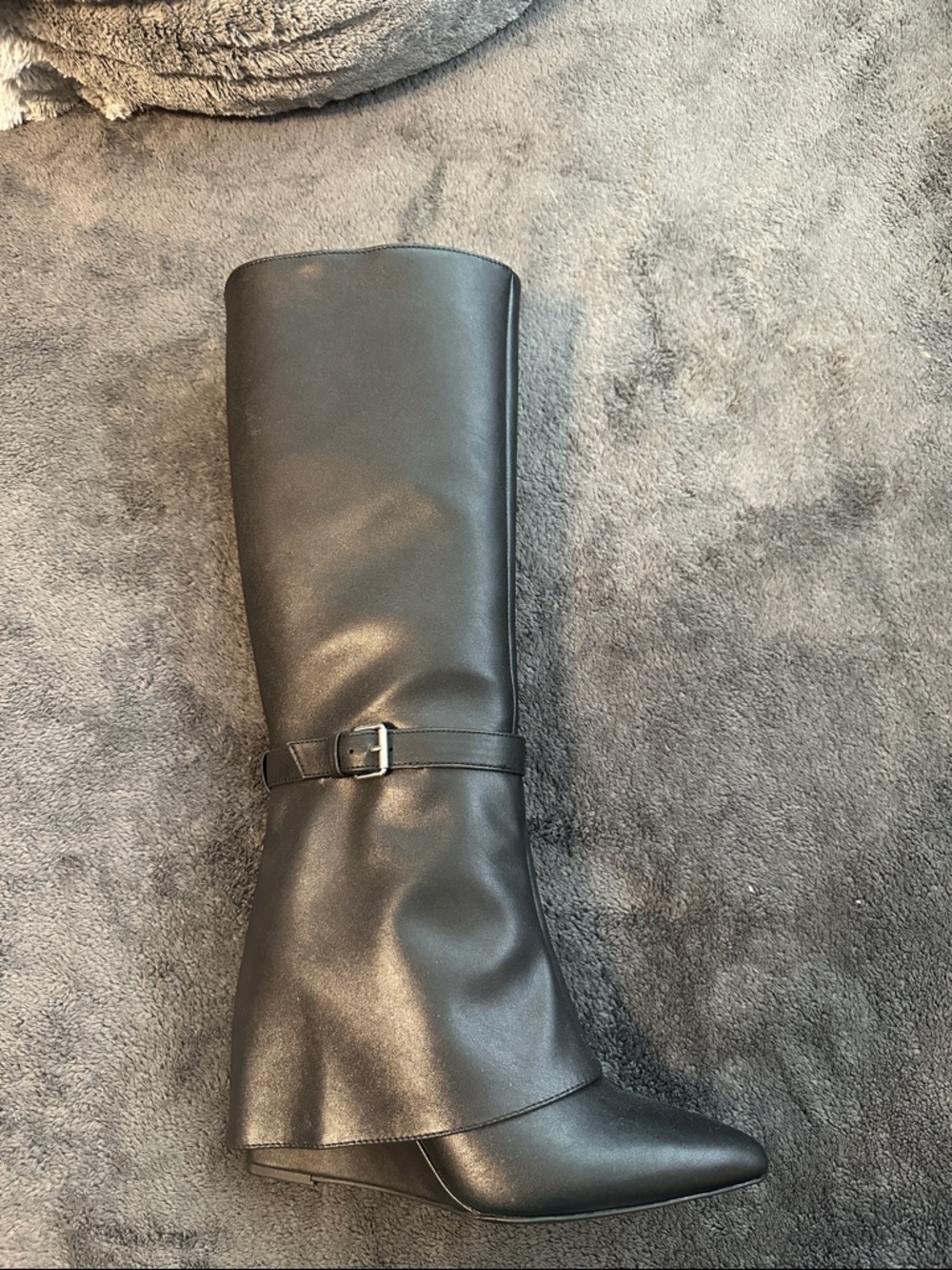 a new day Black Knee-High Wedge Boots with Buckle Detail - Picture 2 of 6
